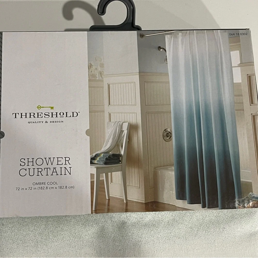 White to teal ombré shower curtain